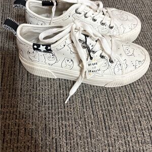 Zara Kids White Sneakers with Fun Graphics